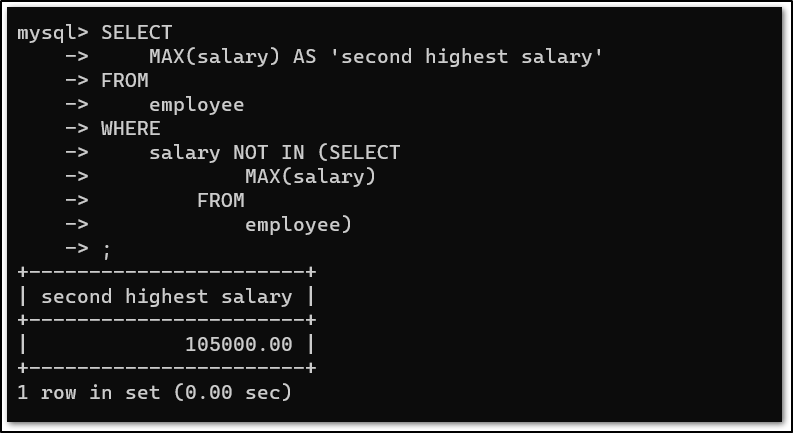 Find the Second Highest Salary in MySQL