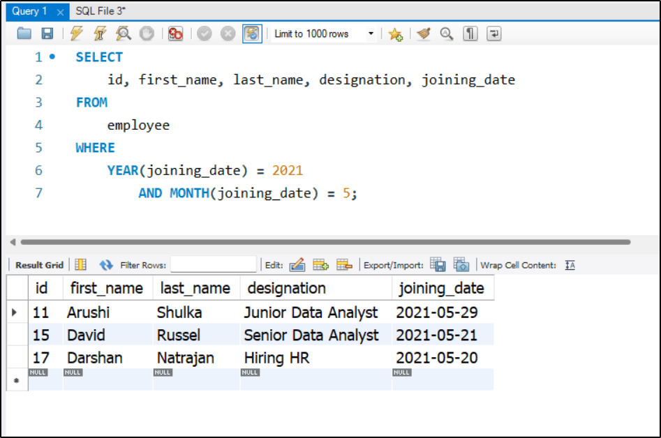 extract month from date in MySQL