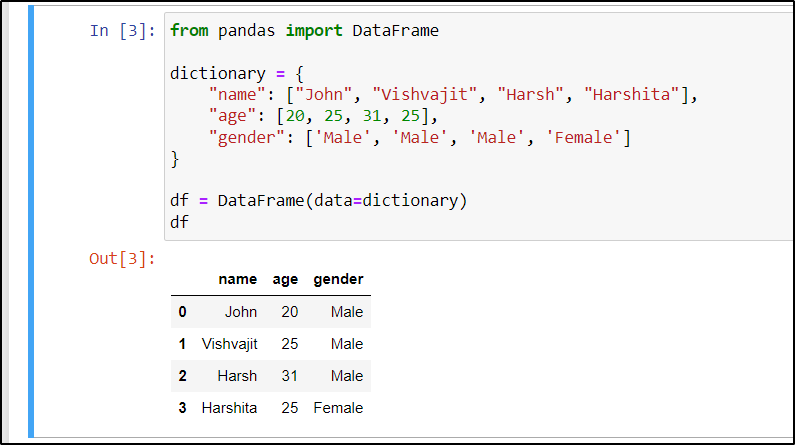 create Pandas DataFrame from Dictionary