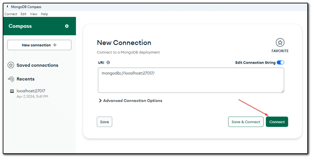 Create Database and Collection using MongoDB Compass
