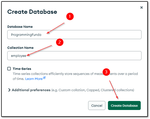 Create Collection in New Database